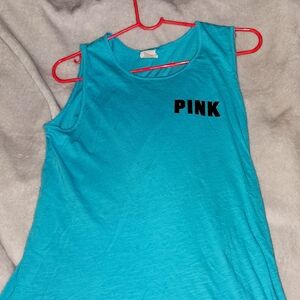 Victoria Secret PINK blue palm tree tank top Size XS